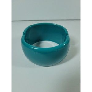 Vintage Turquoise Green  Blue Lucite Clamper Bangle Bracelet Chunky